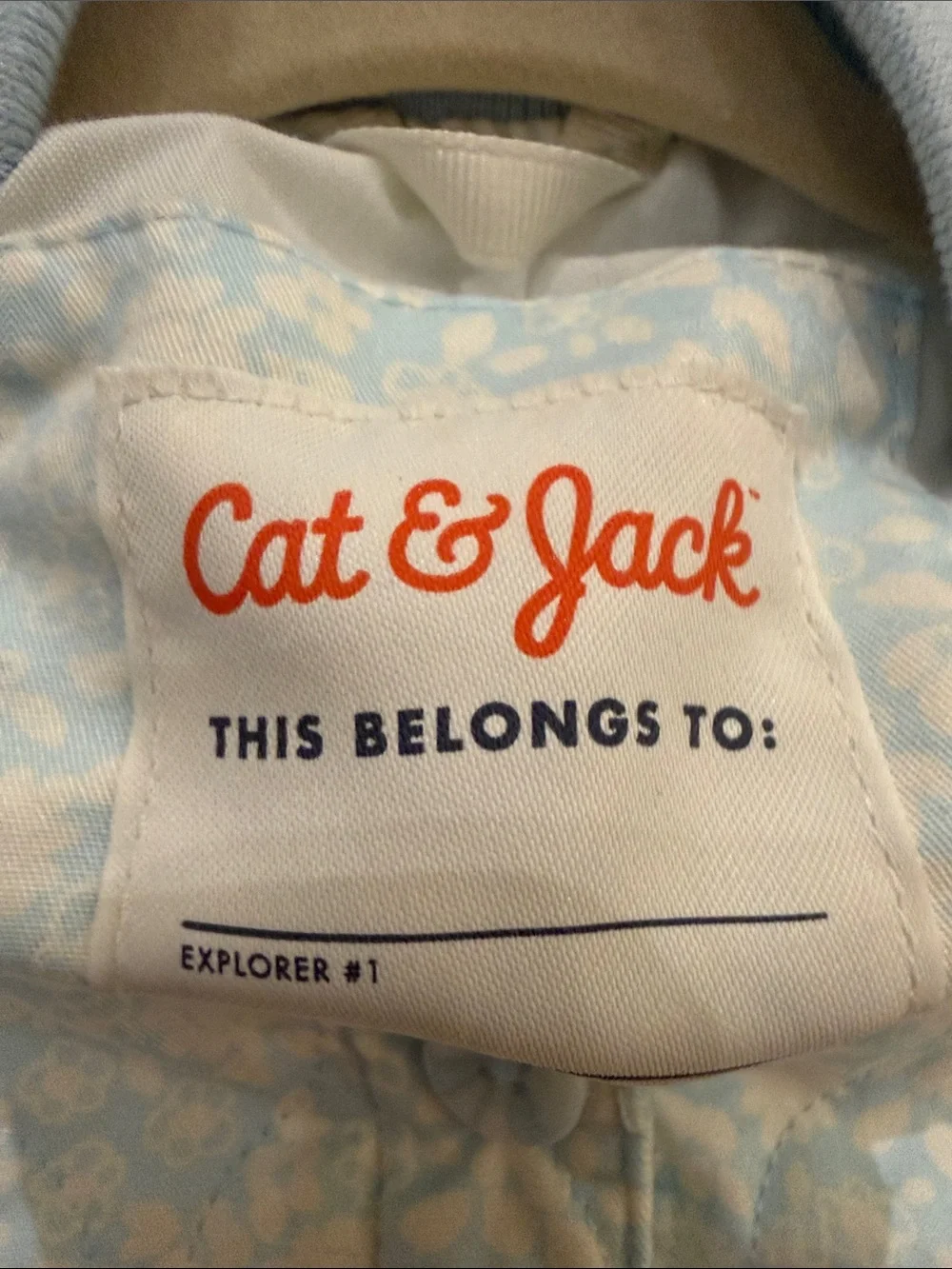 Cat & Jack Quilted Pale Blue Floral Puffer Jacket